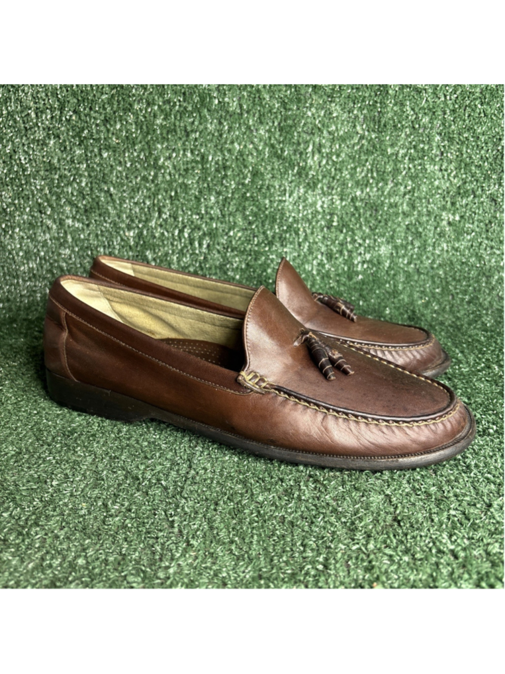 STUNNING Bragano Cole Haan Tassel Loafers Mens 10.5 M Brown Leather Vintage